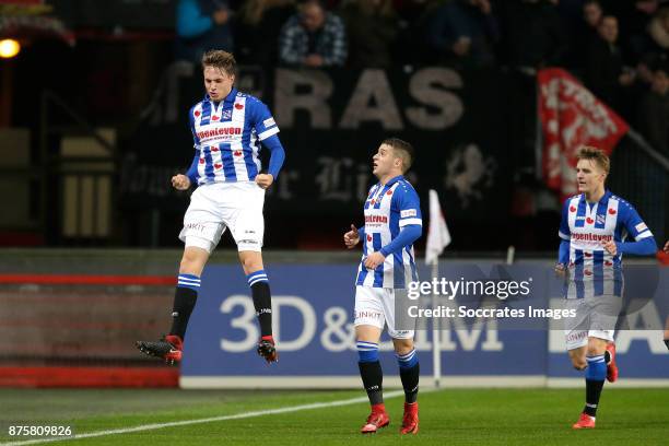 Daniel Hoegh of SC Heerenveen celebrates 0-1 with Nicolai Naess of SC Heerenveen, Martin Odegaard of SC Heerenveen during the Dutch Eredivisie match...