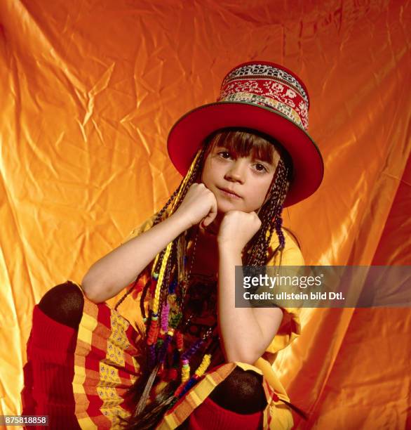 Ria Schenk als Kinderstar. Sängerin der Band "Eisblume". Fotoshooting für CD-Cover, und PR