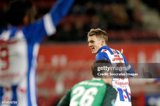 Martin Odegaard of SC Heerenveen celebrates 0-3 during the Dutch Eredivisie match between Fc Twente v SC Heerenveen at the De Grolsch Veste on...
