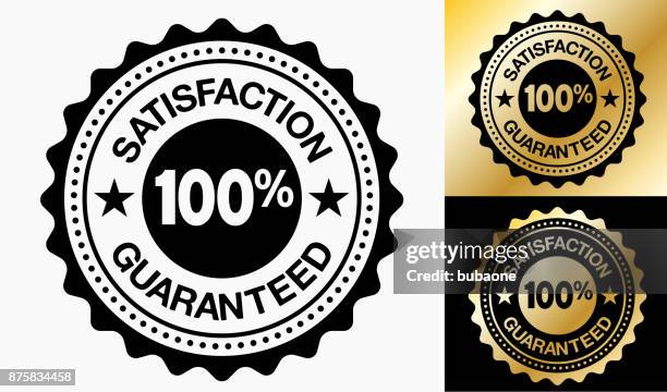 ilustrações de stock, clip art, desenhos animados e ícones de satisfaction guaranteed 100% quality badge. - confiabilidade