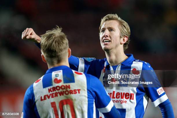 Michel Vlap of SC Heerenveen celebrates 0-4 with Martin Odegaard of SC Heerenveen during the Dutch Eredivisie match between Fc Twente v SC Heerenveen...