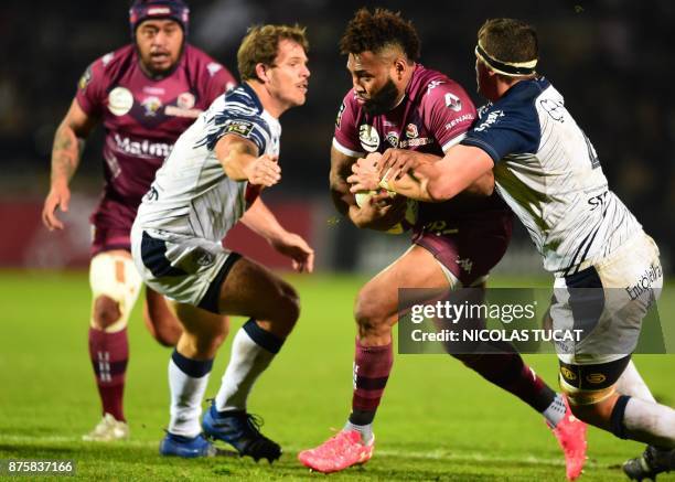 Bordeaux-Begles' Fijian wing Metuisela Talebula runs with the ball during the French Top 14 rugby union match between Bordeaux-Begles and Agen on...