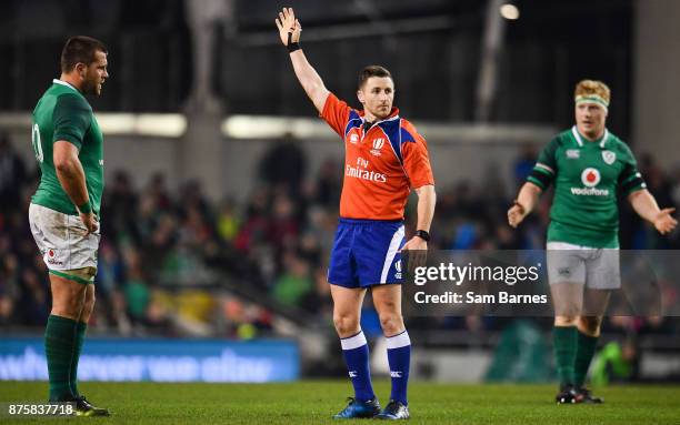 Dublin , Ireland - 18 November 2017; Referee Paul Williams during the Guinness Series International match between Ireland and Fiji at the Aviva...