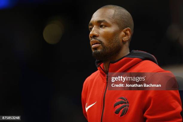 Ibaka Raptors Serge Ibaka of the Toronto Raptors warms up before a game against the ...