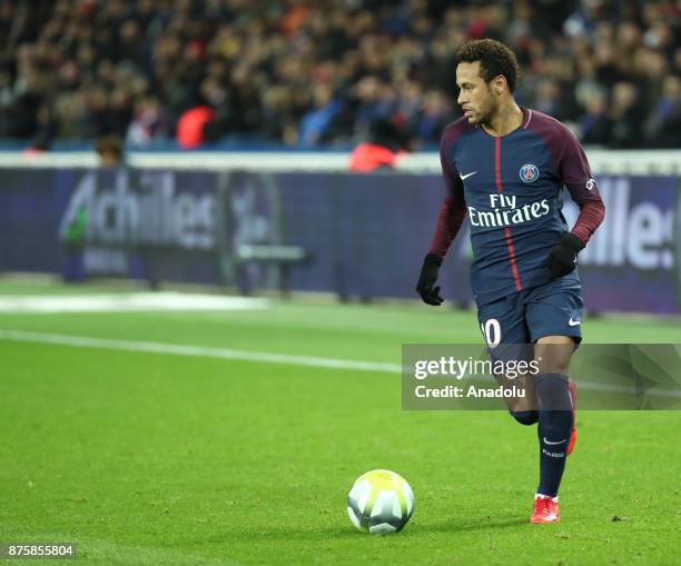 Neymar of Paris Saint-Germain in action during the French Ligue 1 football match between Paris Saint-Germain and Nantes at the Parc des Princes...