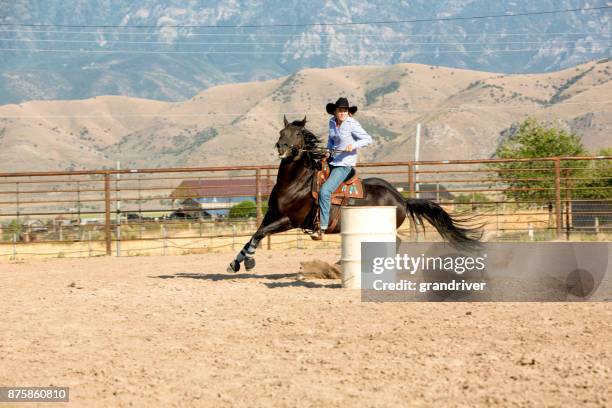 female barrel racer - barrel race stock pictures, royalty-free photos & images