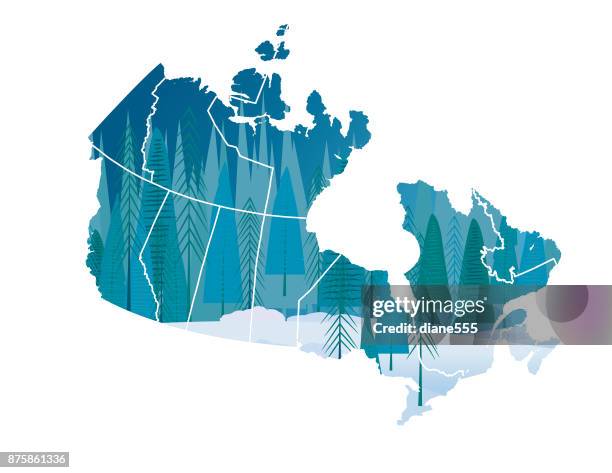 double exposure christmas scene with canada map - double exposure silhouette stock illustrations
