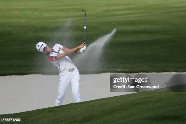 Sung Hyun Park of Korea plays a shot from a bunker on the sixth hole during round three of the CME Group Tour Championship at the Tiburon Golf Club...