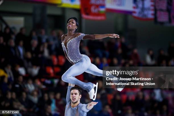 Vanessa James and Morgan Cipres of France compete in the Pairs Free Skating during day two of the ISU Grand Prix of Figure Skating at Polesud Ice...