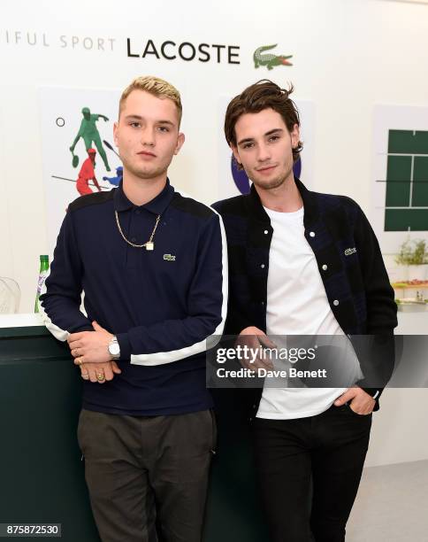 Rafferty Law and Jack Brett Anderson attend Lacoste VIP Lounge during 2017 ATP World Tour Semi- Finals at The O2 Arena on November 18, 2017 in...