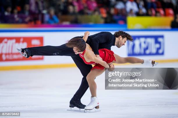 Liubov Ilyushechkina and Dylan Moscovitch of Canada compete in the Pairs Free Skating during day two of the ISU Grand Prix of Figure Skating at...