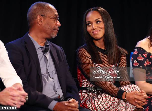Joe Morton and Kerry Washington speak onstage during SCANDAL: THE FINAL SEASON panel at Vulture Festival LA Presented by AT&T at Hollywood Roosevelt...