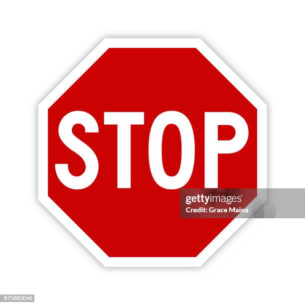 stop-schild-symbol mit schatten - vektor - road signs stock-grafiken, -clipart, -cartoons und -symbole