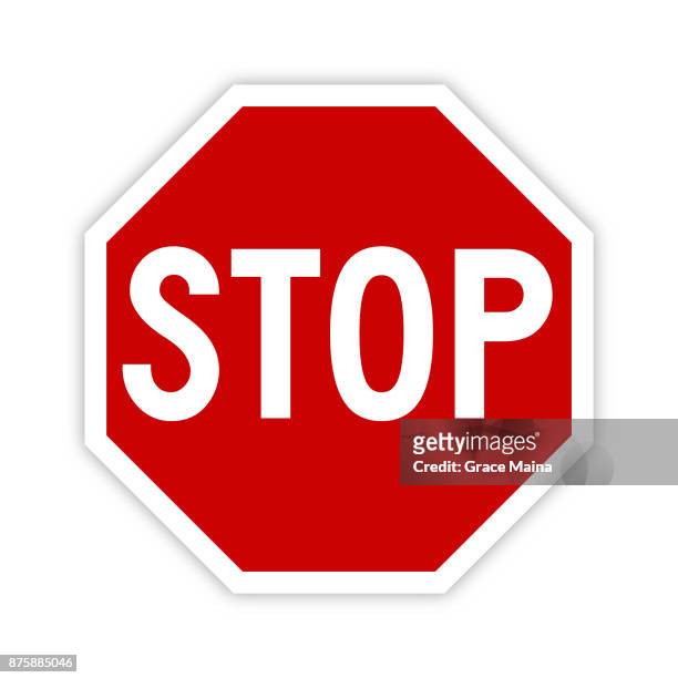 illustrations, cliparts, dessins animés et icônes de icône de panneau d’arrêt avec shadow - vecteur - panneau stop