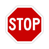 Stop sign icon with shadow - Vector