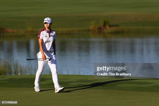 Sung Hyun Park of Korea walks on the 18th green during round three of the CME Group Tour Championship at the Tiburon Golf Club on November 18, 2017...