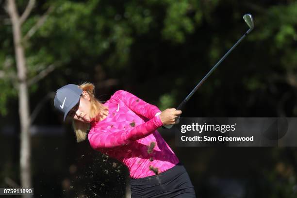 Michelle Wie of the United States plays a shot on the first hole during round three of the CME Group Tour Championship at the Tiburon Golf Club on...