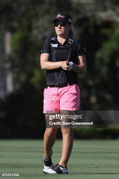 Austin Ernst of the United States plays a shot on the 17th hole during round three of the CME Group Tour Championship at the Tiburon Golf Club on...