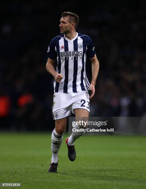 Gareth McAuley of West Bromwich Albion during the Premier League match between West Bromwich Albion and Chelsea at The Hawthorns on November 18, 2017...