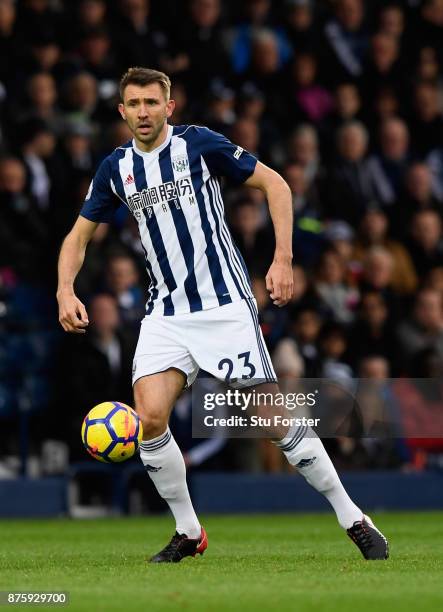 Gareth McAuley of WBA in action during the Premier League match between West Bromwich Albion and Chelsea at The Hawthorns on November 18, 2017 in...