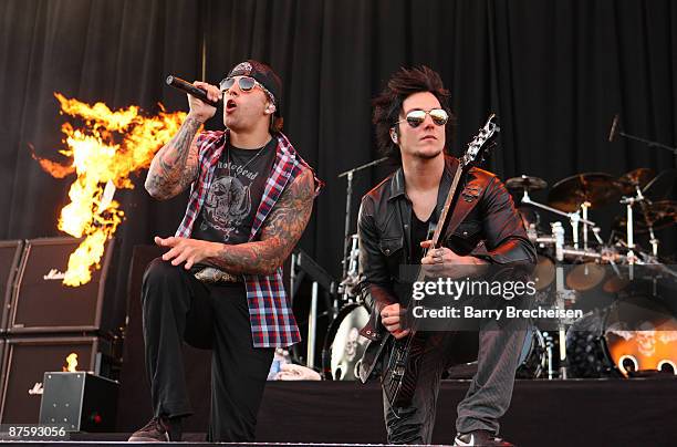 Shadows and Synyster Gates of Avenged Sevenfold perform during the 2009 Rock On The Range festival at Columbus Crew Stadium on May 17, 2009 in...