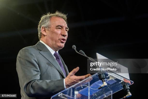 François Bayrou give à speech during the council of the Republic on the Move party at Eurexpo Lyon, France on November 18, 2017. Christophe Castaner...