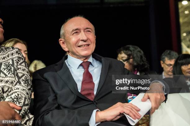 Gérard Collomb arrive at the meeting the council of the Republic on the Move party at Eurexpo Lyon, France on November 18, 2017. Christophe Castaner...