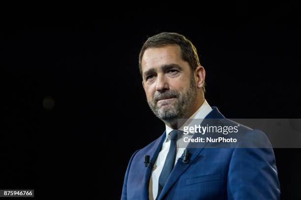 Christophe Castaner give a speech at the meeting. During the council of the Republic on the Move party at Eurexpo Lyon, France on November 18, 2017....