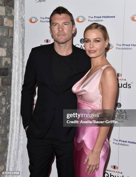 Actor Sam Worthington and wife Lara Bingle arrive at the inaugural Los Angeles gala dinner in support of The Fred Hollows Foundation at DREAM...