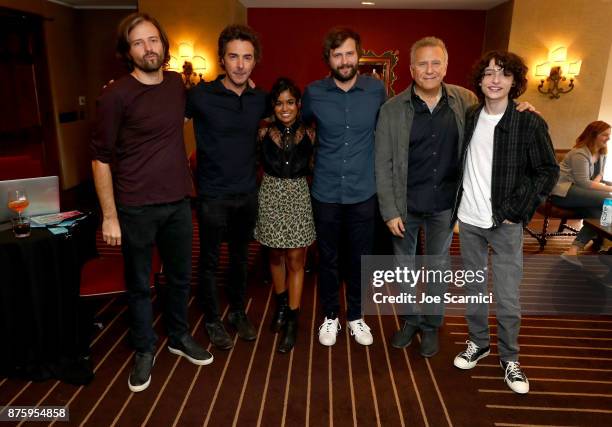 Writer/producer Matt Duffer, producer Shawn Levy, actor Linnea Berthelsen, writer/producer Ross Duffer, actor Paul Reiser and actor Finn Wolfhard...