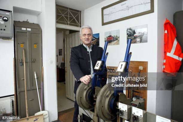 Ramsauer, Peter - Politician, CSU, Germany, Federal Minister of Transport - at an old signal box in Bavaria