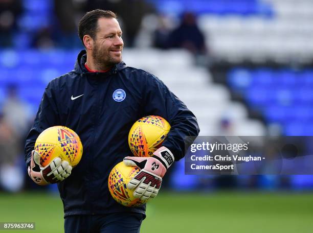 Peterborough United's goalkeeping coach Mark Tyler during the pre-match warm-up prior to the Sky Bet League One match between Peterborough United and...