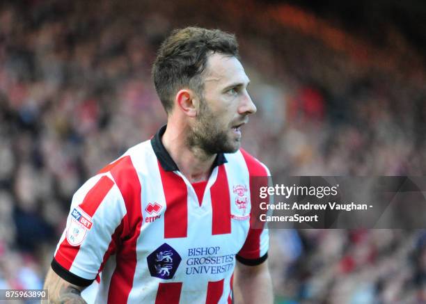 Lincoln City's Neal Eardley during the Sky Bet League Two match between Lincoln City and Coventry City at Sincil Bank Stadium on November 18, 2017 in...