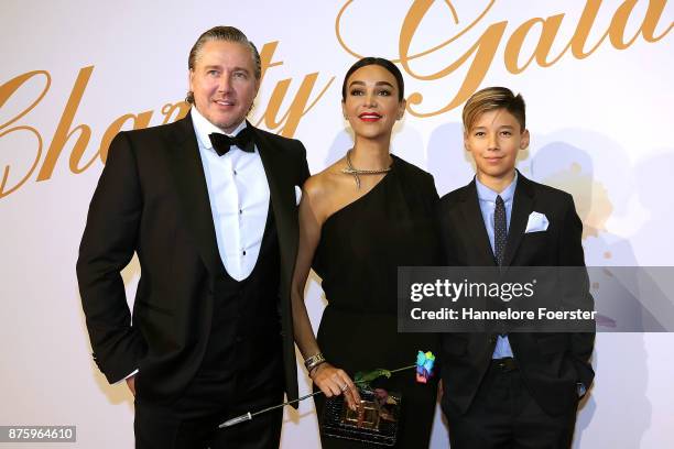 Verona Pooth attend with her husband Franjo Pooth and her son Diego the Charity Gala in favor of the Sophie Scholl School on November 18, 2017 in Bad...