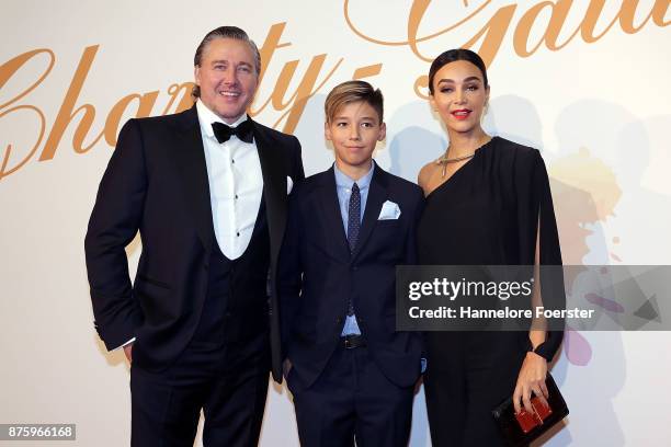 Verona Pooth attend with her husband Franjo Pooth and her son Diego the Charity Gala in favor of the Sophie Scholl School on November 18, 2017 in Bad...