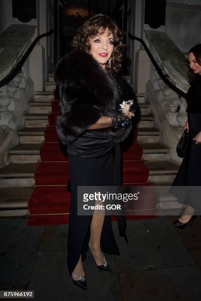 Joan Collins arriving at the Global Gift Gala event on November 18, 2017 in London, England.