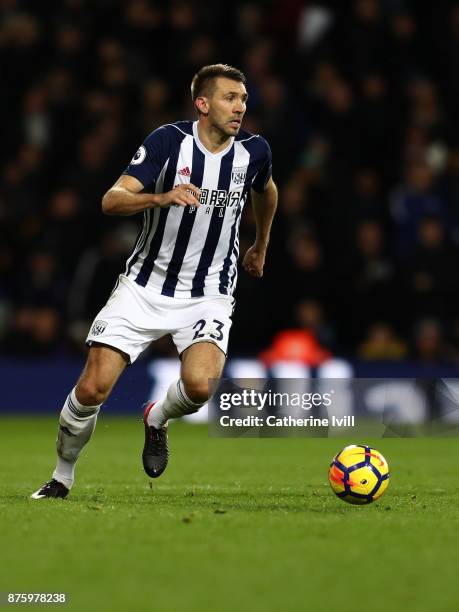 Gareth McAuley of West Bromwich Albion during the Premier League match between West Bromwich Albion and Chelsea at The Hawthorns on November 18, 2017...