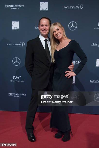 Colin Dawson and Denise Biellmann attend the 11th Laureus Charity Night at Hangar Duebendorf on November 18, 2017 near Zurich, Switzerland.