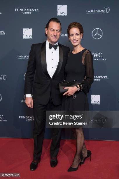 Schaffhausen Franziska Gsell and Thomas Etterlin attend the 11th Laureus Charity Night at Hangar Duebendorf on November 18, 2017 near Zurich,...