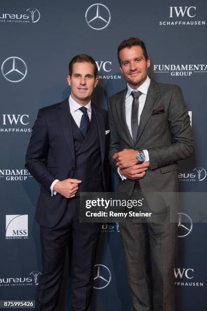 Schaffhausen Christoph Grainger-Herr and Jan Frodeno attend the 11th Laureus Charity Night at Hangar Duebendorf on November 18, 2017 near Zurich,...