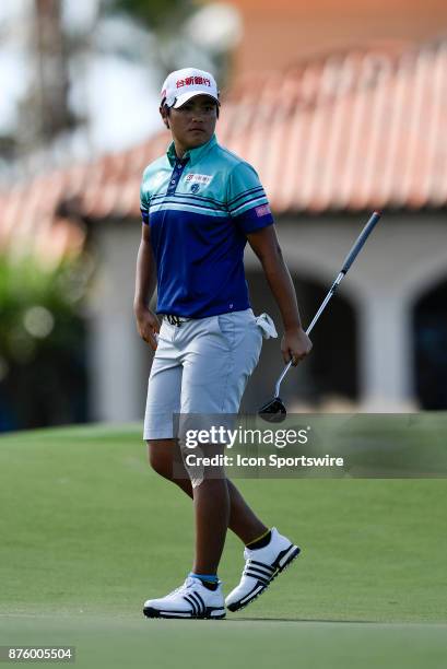 Peiyun Chien of Taipei on the seventeenth hole during the third round of the LPGA CME Group Championship at Tiburon Golf Club on November 18, 2017 in...