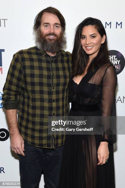 Actors Will Forte and Olivia Munn attends HBO's Night Of Too Many Stars: America Unites For Autism Programs at The Theater at Madison Square Garden...