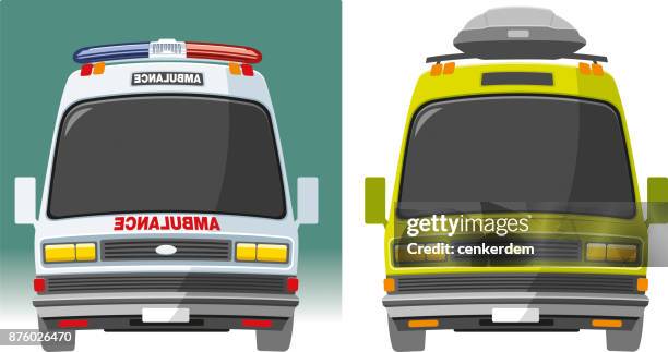 ambulance and personal truck vector - ambulance stock illustrations