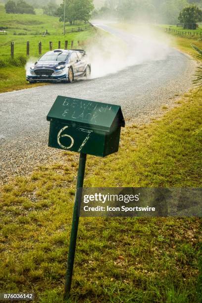 Ott Tanak and co-driver Martin Jarveoja of M-Sport pass a farm letterbox on day two of the Rally Australia round of the 2017 FIA World Rally...