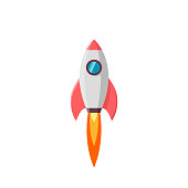 Rocket launch. Vector illustration isolated on white