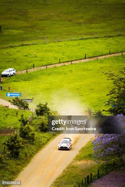 Esapekka Lappi and co-driver Janne Ferm of Toyota Gazoo Racing compete in the Argents section on day two of the Rally Australia round of the 2017 FIA...