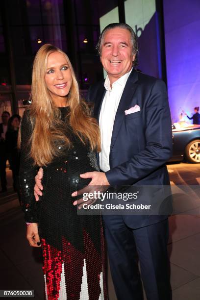 Urs Brunner and his wife Daniela Brunner, pregnant during the PIN Party 'Let's party 4 art' at Pinakothek der Moderne on November 18, 2017 in Munich,...