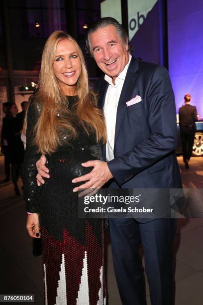 Urs Brunner and his wife Daniela Brunner, pregnant during the PIN Party 'Let's party 4 art' at Pinakothek der Moderne on November 18, 2017 in Munich,...