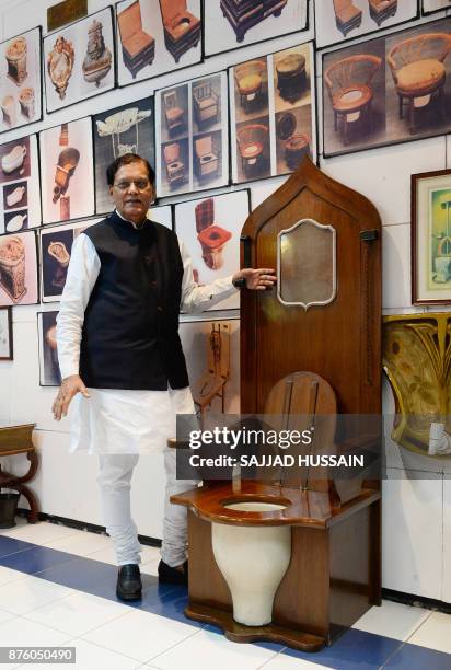 In this photograph taken on November 15 founder of sanitation charity Sulabh International Bindeshwar Pathak speaks during an interview with AFP as...