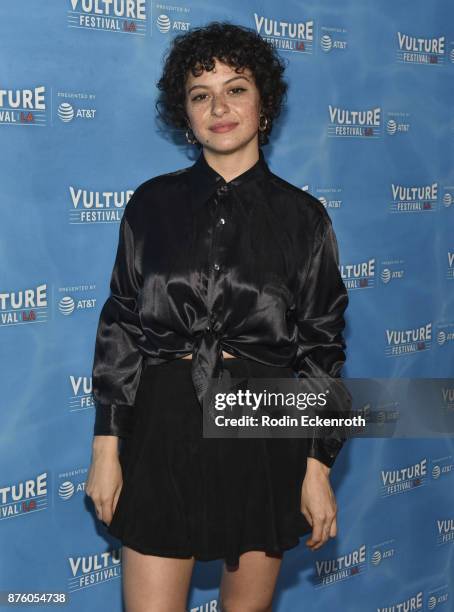 Actress Alia Shawkat attends the "Search Party" scavenger hunt at Vulture Festival Los Angeles at Hollywood Roosevelt Hotel on November 18, 2017 in...